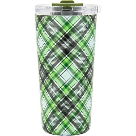 Drinco - 20 oz Stainless Steel Tumbler | Double Walled Vacuum Insulated Mug With Lid, 2 Straws, For Hot & Cold Drinks (20oz Ireland Plaid)