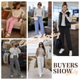 thumbnail image 6 of TEMOFON Fleece Lined Cargo Sweatpants for Women High Waist Drawstring Wide Leg Straight Leg Thermal Joggers Loose Warm Athletic Lounge Pants with Side Cargo Pockets, 6 of 8