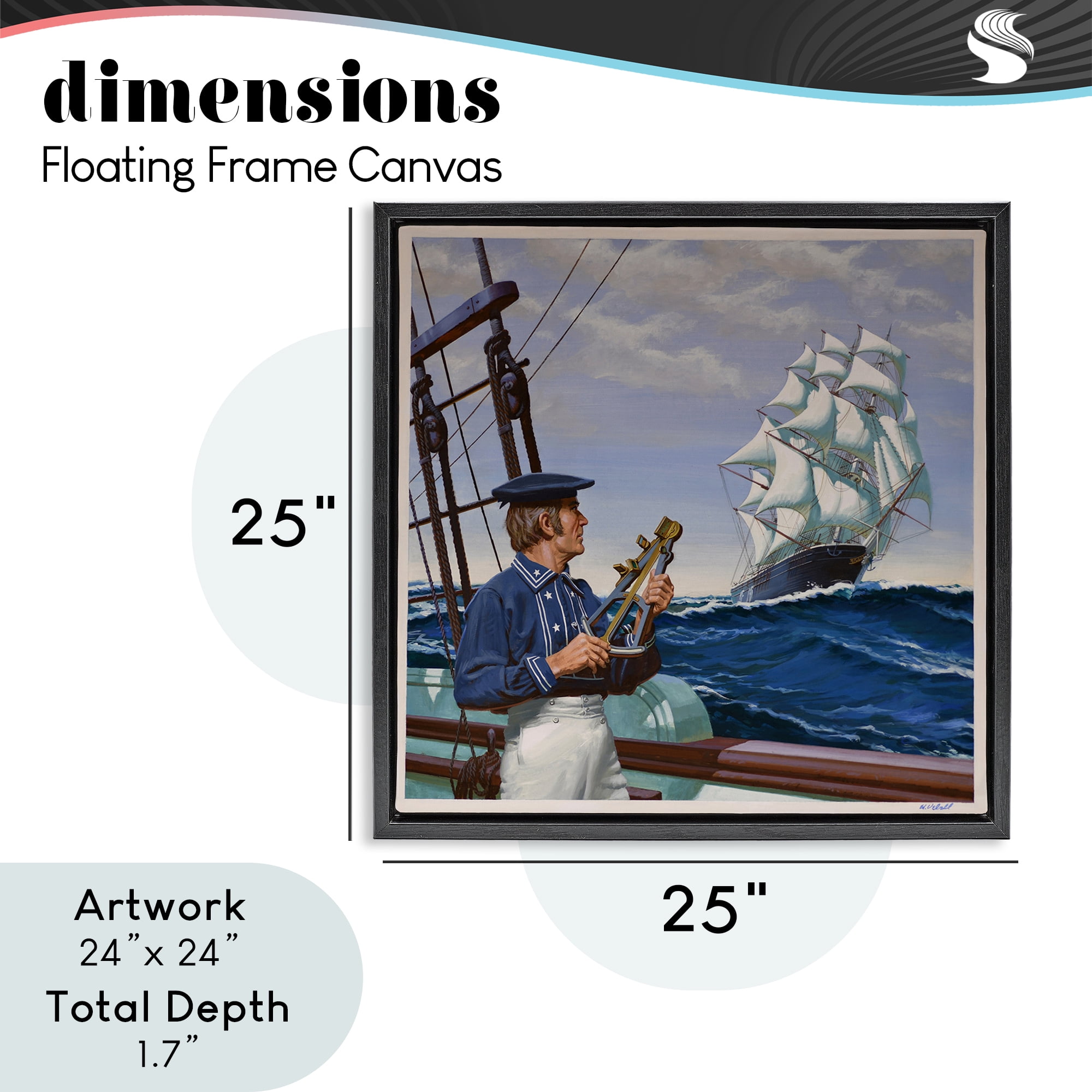 Flying Cloud Sailing Ship Black Framed Floater Canvas Wall Art, design by Wind River Studios