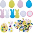 thumbnail image 1 of 335 piezas 1 juego de pegatinas de espuma de Pascua con forma de huevo de conejo grande de fieltro autoadhesivas con purpurina para decorar, 1 of 6