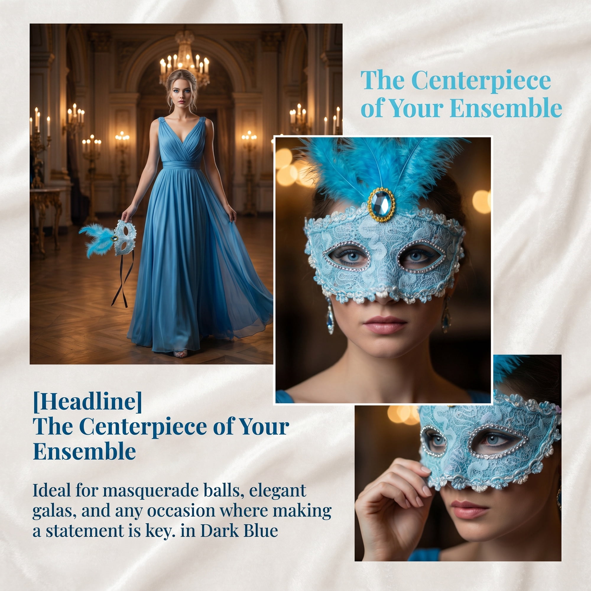 Unique Bargains Feather Masquerade Venetian Half Face Mask for Halloween Blue 8.3" x 6.3"
