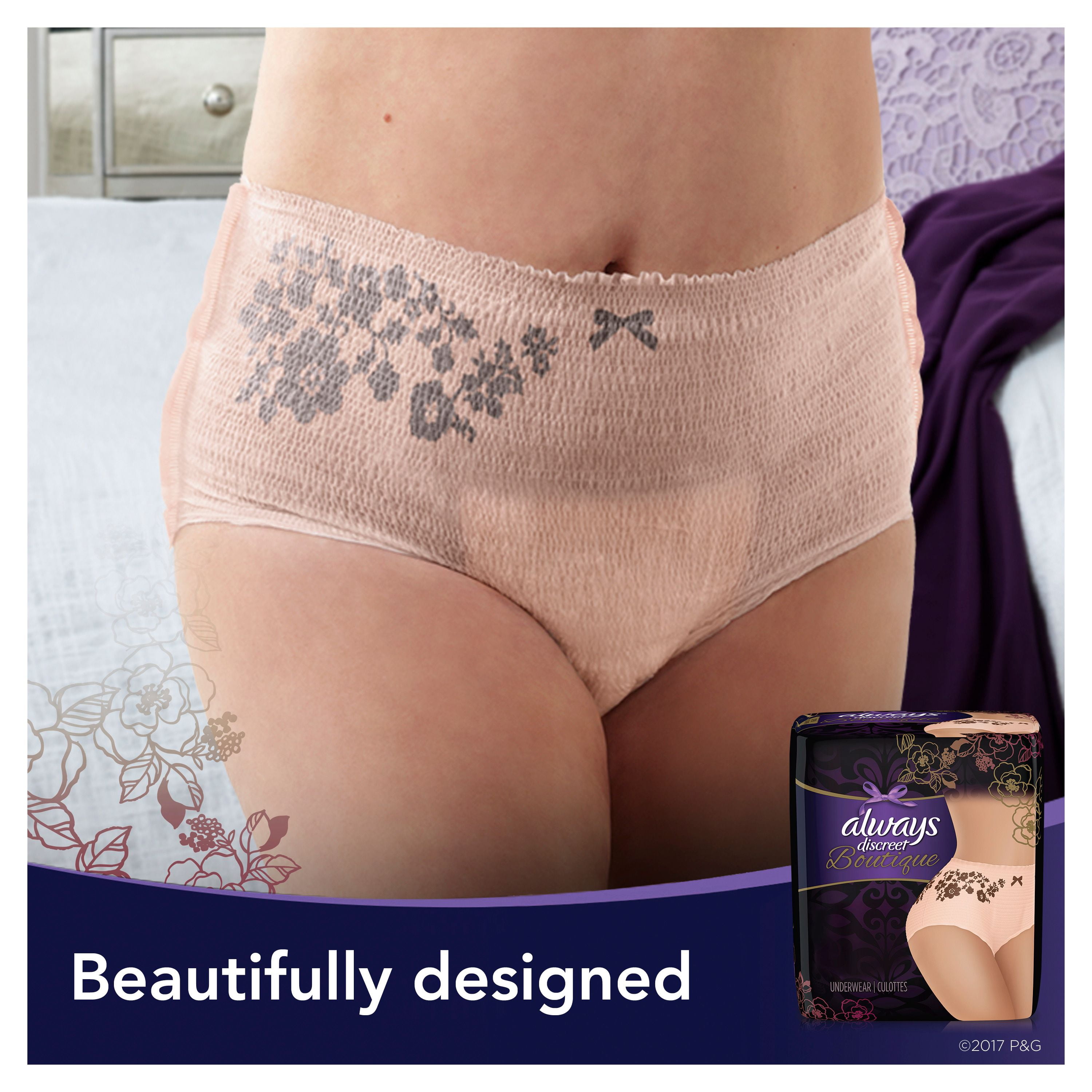 Always Discreet Boutique, Incontinence & Postpartum Underwear for Women, Maximum  Protection, Large, 2 Pack of 18 count = 36 Count total 