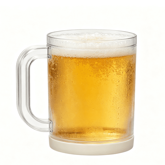 chaungfeng Frozen Beer Mugs, Double Wall Hollow Plastic Freezer Cups with Handle, Frosty Ice Cup for Cold Drinks, Break-Resistant Insulated Beer Mug for Dad, Men, Pool Parties & BBQ