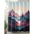 thumbnail image 2 of Fsddascl Farmhouse Mountain Shower Curtain Set - Long 72" x 84" Washable Bathtub Curtain with 12 Hooks, Country Cabin Nature Sunrise Forest Waterproof Fabric Stall Shower Curtains for Bathroom, 2 of 6