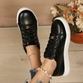 thumbnail image 3 of Platform Fashion Sneakers for Women Spring Fall Casual Leather Lace up Chunky Walking Flats Shoes, 3 of 7