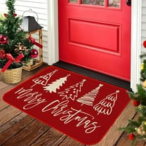 PEONAVET Christmas Door Mat, 23.6×15.7 Inch Red Christmas Rug Absorbent and Non-Slip Door Mat for Indoor Outdoor Entrances Front Door