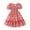 Red, variant on AUNVITO Girls Checkered Heart Print Puff Sleeve Short Sleeve Round Neck Dress with Tie Waist & Elastic Bust