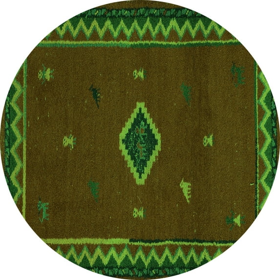 Ahgly Company Indoor Round Southwestern Green Country Area Rugs, 8' Round