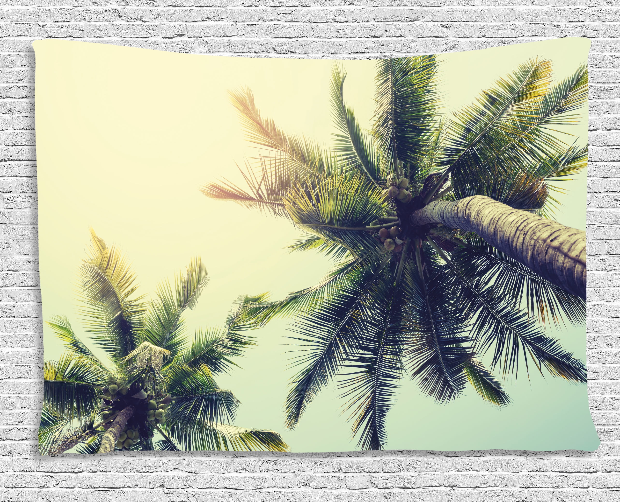Palm Tree Tapestry, Coconut Trees on Tropical Beach Caribbean Coastline