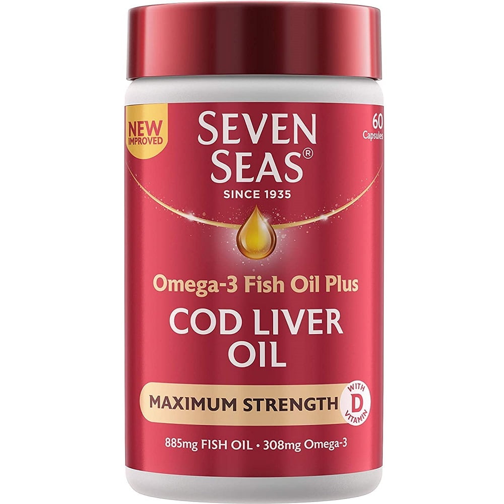 Seven Seas Cod Liver Omega-3 Fish Oil Plus Maximum Strength - 60 Capsules