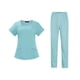 thumbnail image 2 of Conjuntos de uniforme médico para mujer, uniforme de enfermera de verano, manga corta, top y pantalones suaves. Azul claro S, 2 of 9