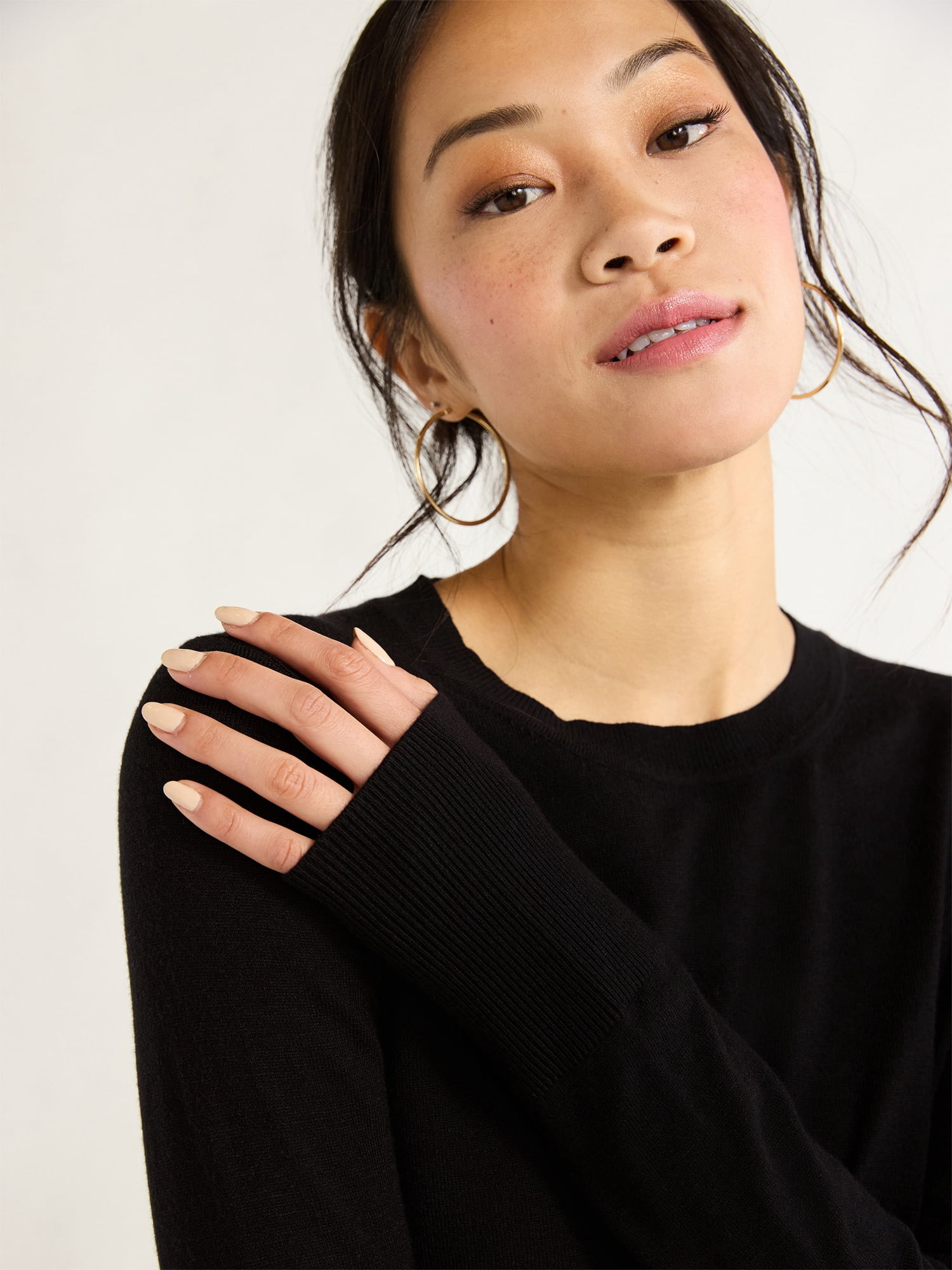 Free Assembly Women’s and Women's Plus Cozy Yarn Crewneck Sweater with Long Sleeves, Lightweight, Sizes XS-4X