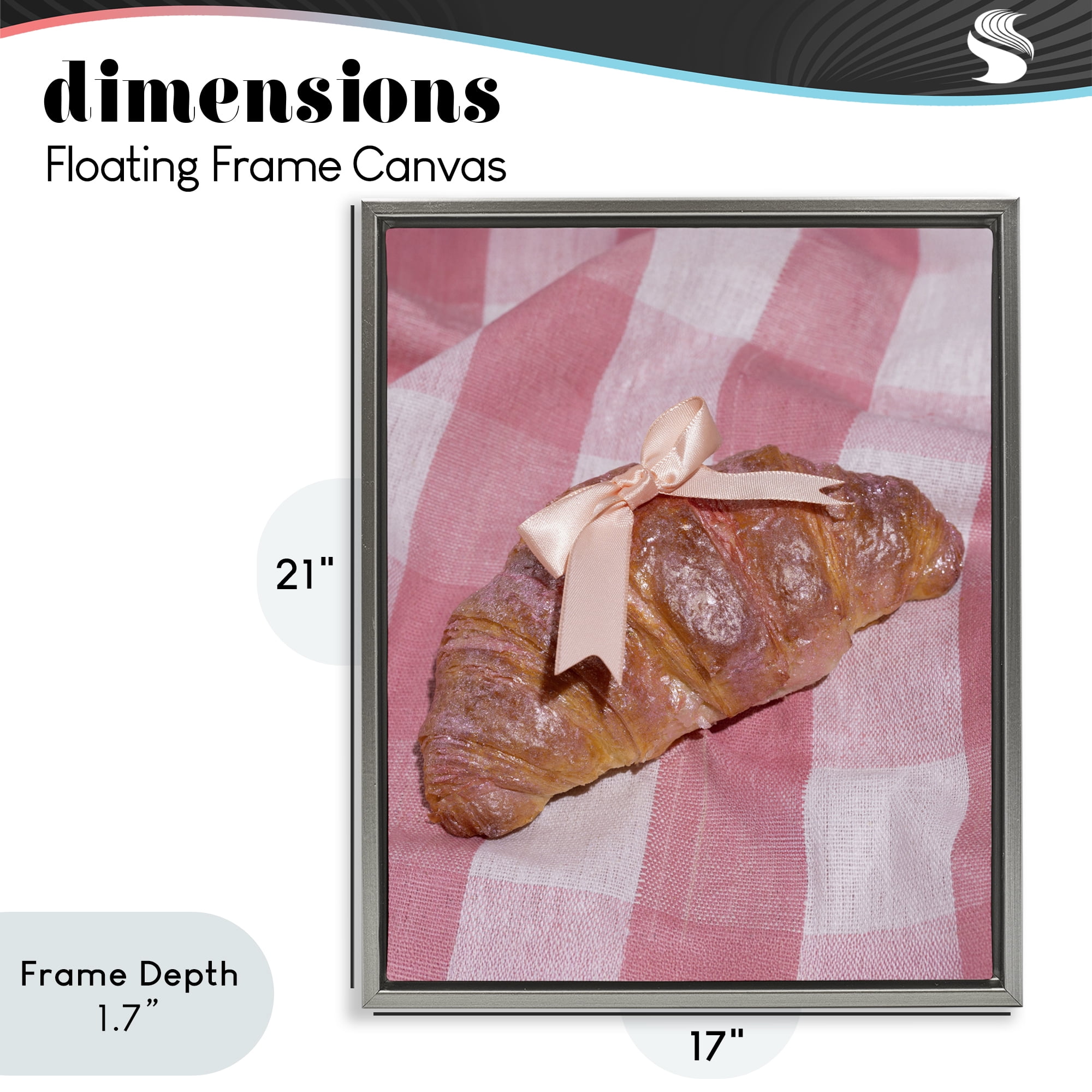 Stupell Industries Glam Ribbon Croissant Gray Framed Floater Canvas Wall Art, design by LISH Creative