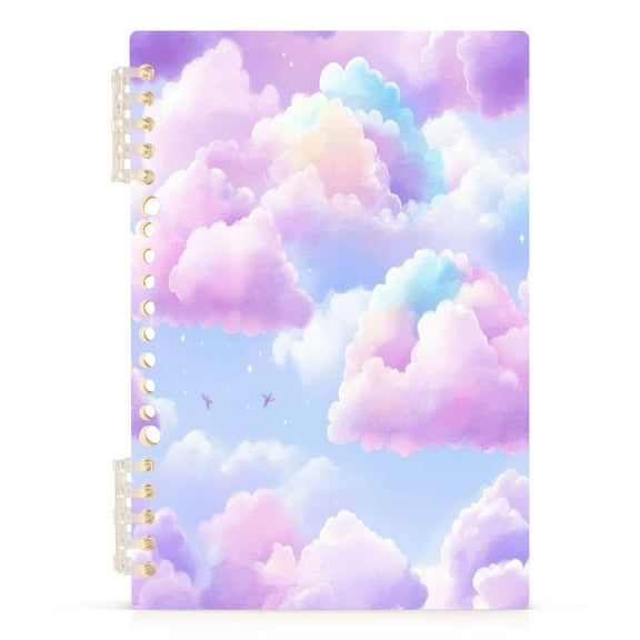 Pastel Colored Clouds A5 8.3x5.7in PP Notebook, Adjustable Rings, 60 Sheets, Diary or Journey Note