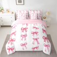 thumbnail image 2 of Homewish Cute Bow Tie 7-Piece Twin Bedding Sets,Ribbon Bowknot Bedding Comforter Set,White Pink Sheet Sets For Girl Kids,Ultra Soft Home Decor Reversible, 2 of 8