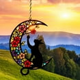 thumbnail image 2 of SPOORYYO Stained Glass Window Hanging, Decorative Sun Catcher Pendant with Cat and Crescent Moon for Home Decor, 2 of 5