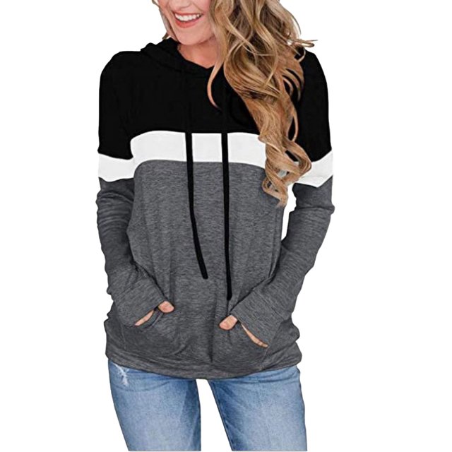 Sudadera con capucha para mujer, Top informal, sudadera con cordón de 3 colores, fibra de poliéster para otoño