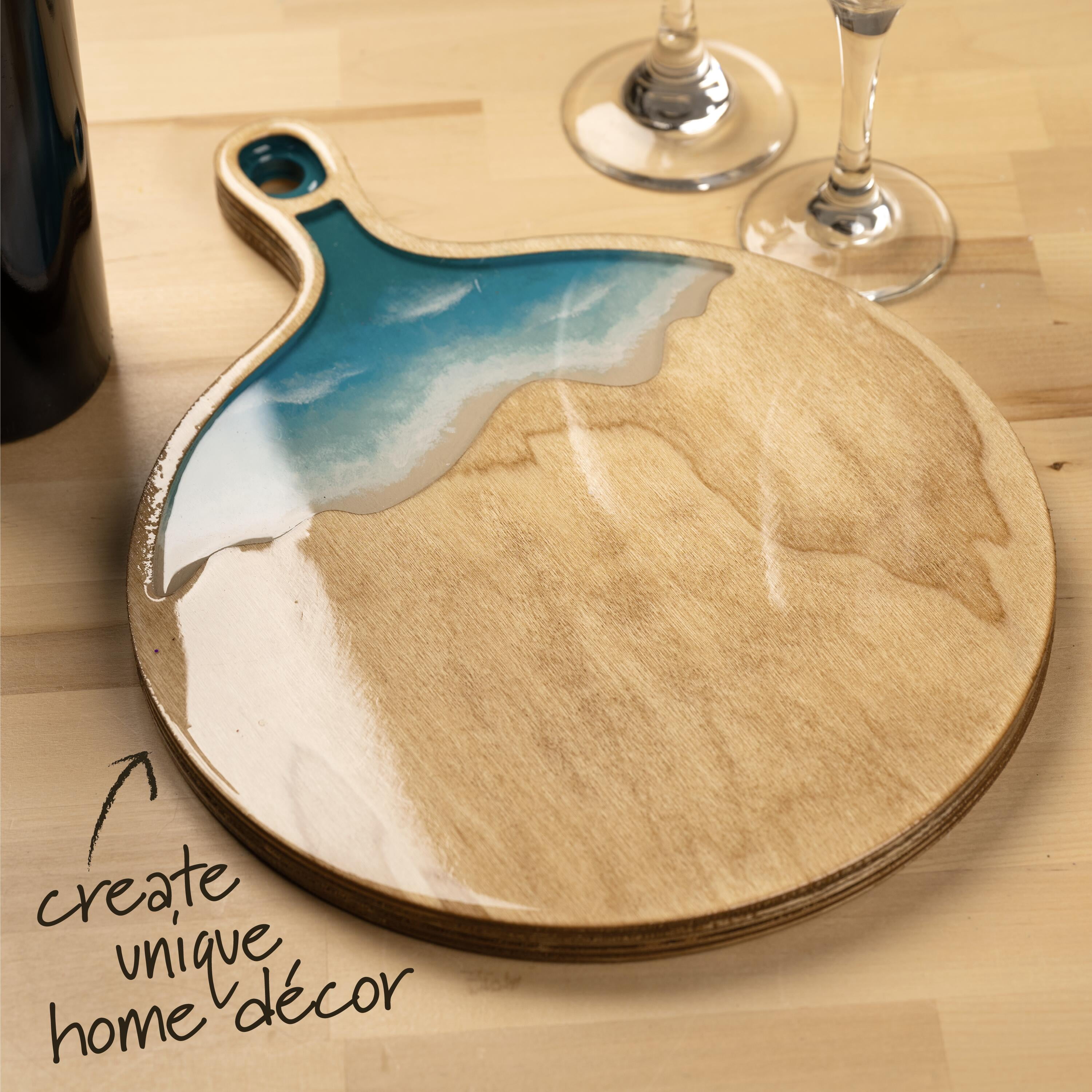 Mod Podge Wood Surfaces Circle Cutting Board for Resin Arts and Crafts Projects, 10" x 13.25"