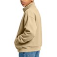 thumbnail image 4 of OGLCCG Boys Full Zip Fleece Hoodless Hoodies Mock Neck Sweatshirts Kids Fall Winter Zip Up Gym Track Jackets with Pockets Size 5-16(Khaki,5-6 Years), 4 of 8
