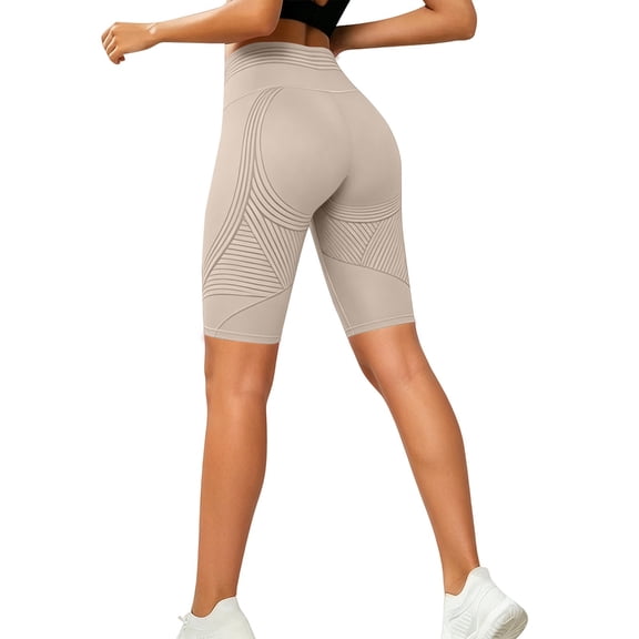 TRUBKH Women's Butt-lifting Pants Workout Shorts for Women Gym Leggings High-waisted Boyshort Biker Shorts Women Women's Underwear Legging Active Wear Pant Tummy for Women Yoga Shorts Beige L