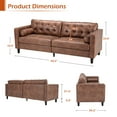 thumbnail image 5 of AECOJOY Leather Couch Sofa 84.2" Mid-Century Sectional Sofa 3 Seater Office Sofa on Clearance,Saddle Brown, 5 of 9