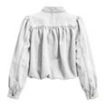 thumbnail image 3 of Women's Jean Jacket Cropped Long Puff Sleeve Button Down Denim Jackets (White), 3 of 3