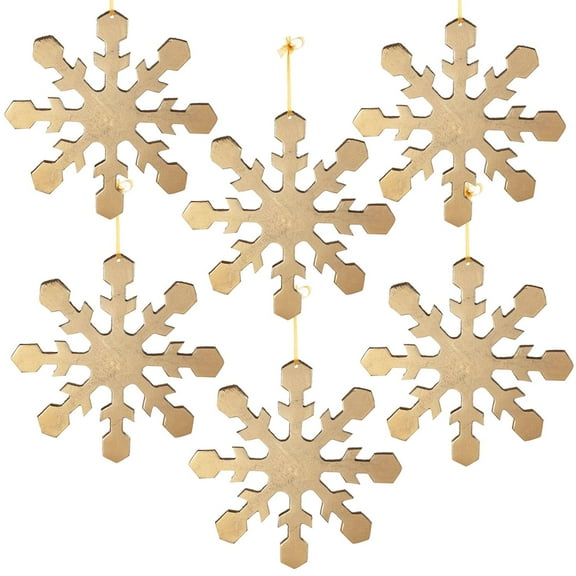 A&B Home Set of 6 Gold Metal Snowflake Hanging Ornaments 10.5" x 10.5" x 0.4"