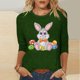thumbnail image 2 of Camisetas Casuales de las Mujeres Impresas 3/4 Manga Cuello Redondo Blusa, Moda Ligera Superior para el Hogar Y el Uso Diario, Cómoda Imitación de la Tela Del Estante, 2 of 7