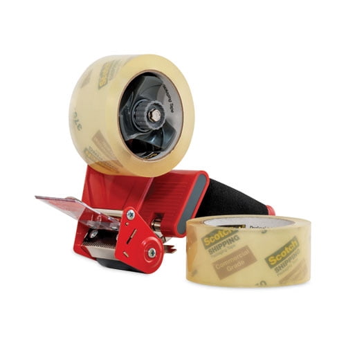 Packaging Tape Dispenser With Two Rolls Of Tape, 3" Core, For Rolls Up To 0.75" X 60 Yds, Red | Bundle of 10 Packs