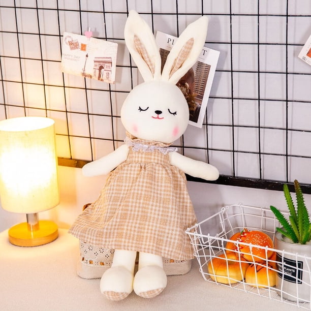 2023 Cartoon / Cute / Soft / Rabbit Plush Toys / Long Ear Squint Plaid Skirt Rabbit Doll / Children's Birthday GiftWhite50cm Deng Xun unisex