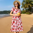 thumbnail image 4 of Balery Hand Drawn Strawberry Pattern Womens Dresses Loose Short sleeve Sundresses Swimsuit Coverup 2025 Summer Casual Dress for Women - A-Line Swing Dress, 4 of 6