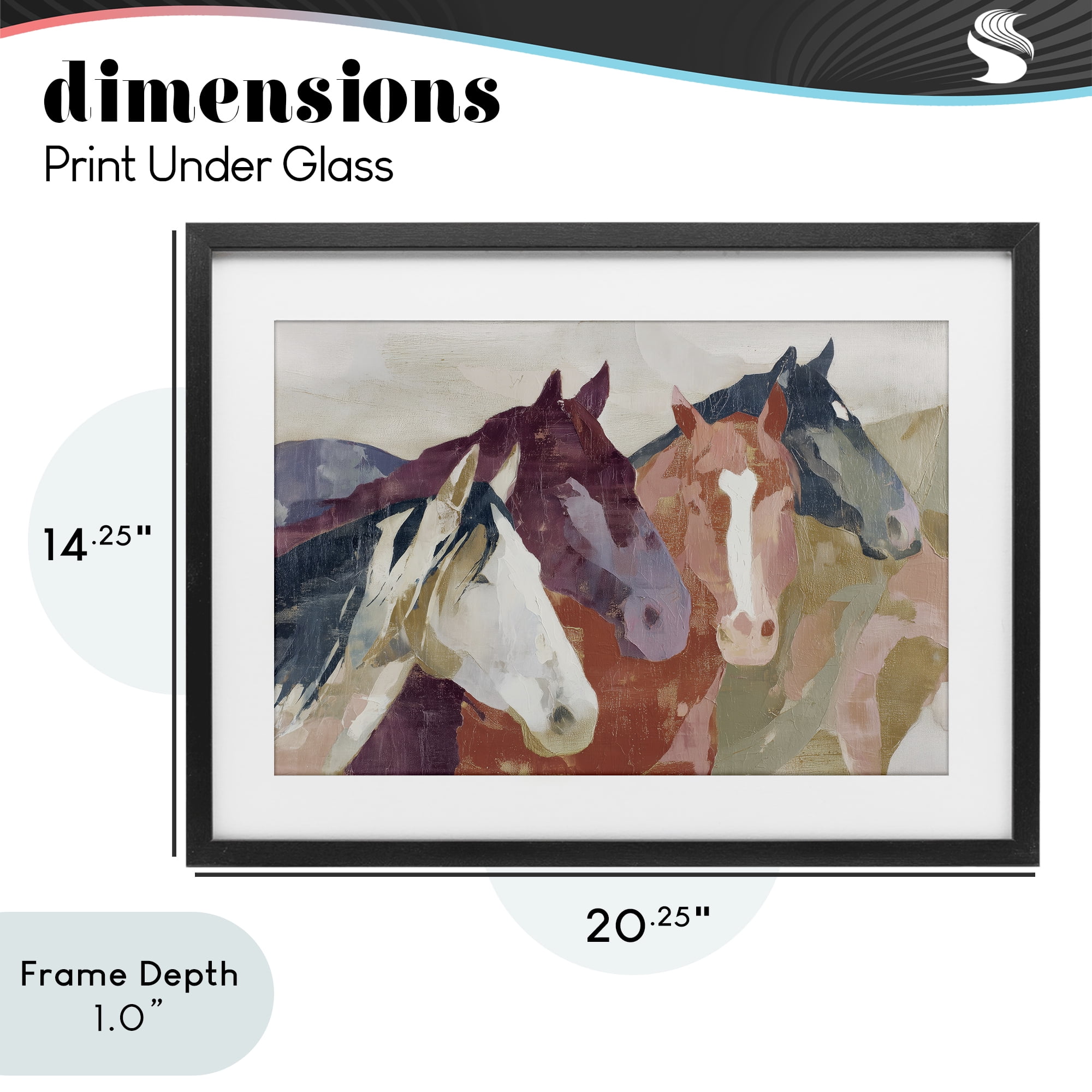 Stupell Industries Calm Horses Abstraction Black Framed Print Under Glass, design by Chromatic Storm Studio
