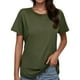 thumbnail image 1 of Camiseta lisa de cuello redondo y manga corta para mujer, tallas grandes - Tejido elástico y transpirable, ideal para combinar con vaqueros o chaquetas - Tallas S-XXXL, 1 of 7