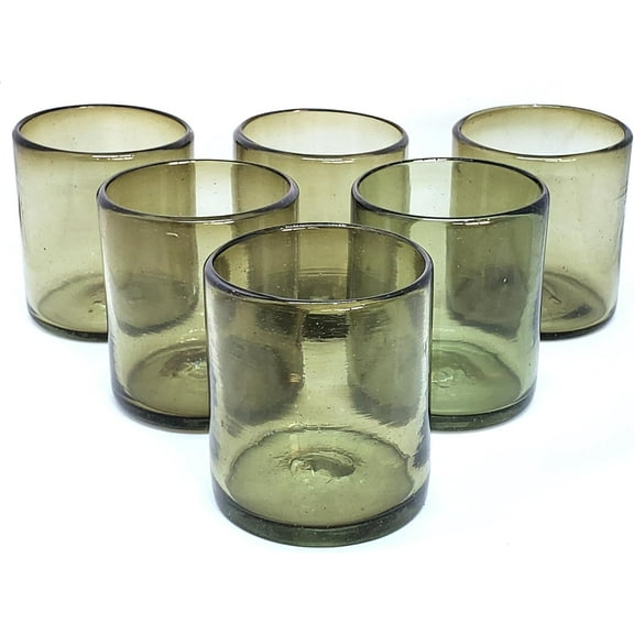 Solid Olive Green 9 oz Short Tumblers (set of 6), Recycled Glass, Lead & Toxin Free (9oz Tumbler)