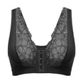 thumbnail image 4 of KHONTS Women's Lace Front Hook Closure Halter Bras Wireless Push up Bra No Padded Gathering Bralettes Black S, 4 of 5