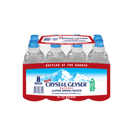 Crystal Geyser Natural Alpine Spring Water, 8 fl oz Bottles, 8 Pack