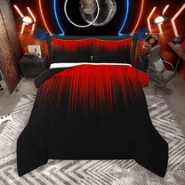 Manfei Gradient Red Bedding Comforter Set 2pcs, Geometric Neon Lights Twin Comforter Sets, Modern Abstract Black Bedding Set, Microfiber Bedroom Decor