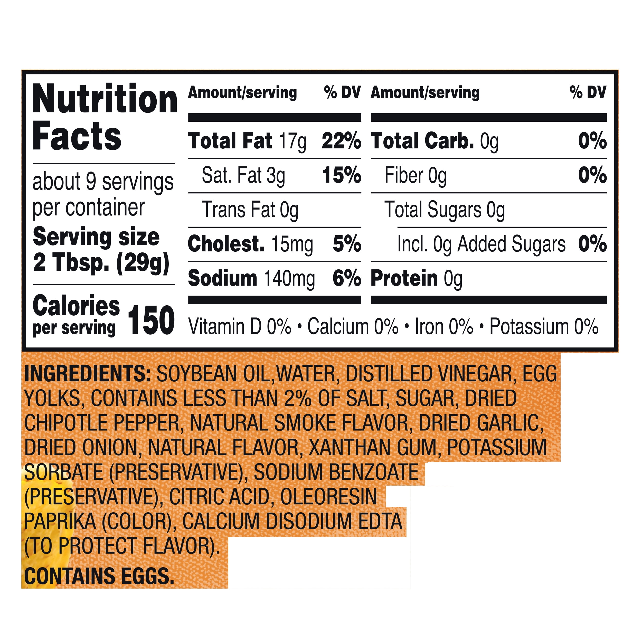 Great Value Creamy Chipotle Sauce, 9 fl oz Bottle