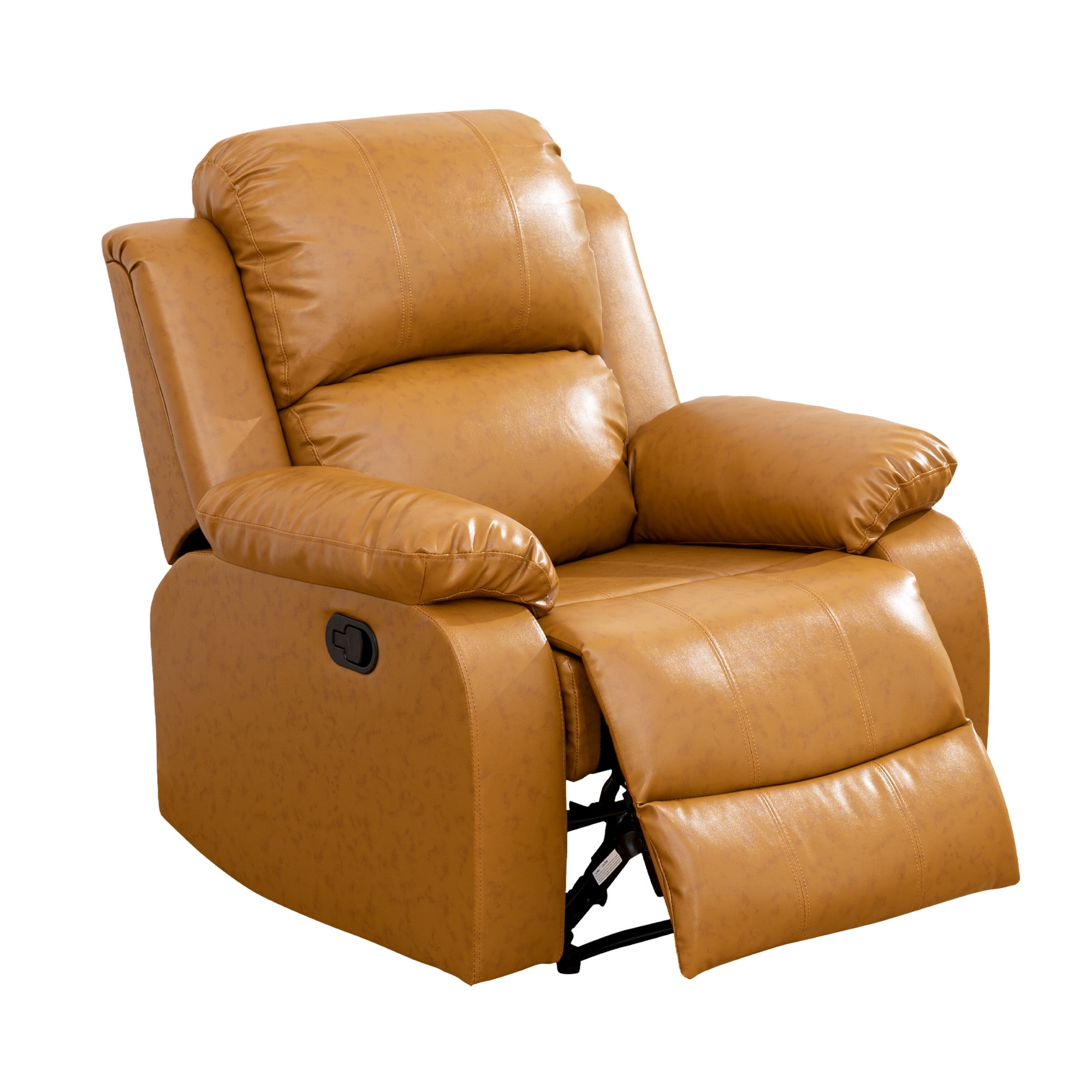 Aukfa Leather Recliner Chair, 38" Overstuffed Armchair Living Room Read Chair for Adults, Ginger