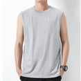 thumbnail image 2 of Jalioing Summer Basic Tank Tops for Men Cotton Crew Neck Sleeveless Casual Shirts Solid Color Classic T Shirt, 2 of 4