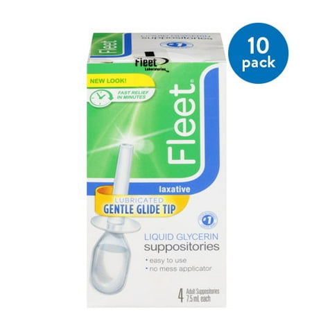 Laxative Rectal Applicators - (10 Pack) Fleet® Liquid Glycerin Laxative Suppositories 7.5ml 4 ct Box