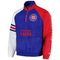 thumbnail image 2 of Men's Starter Royal/Red Chicago Cubs Elite Raglan Half-Zip Jacket, 2 of 3
