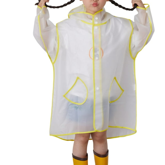 XASZHN Childrens Cute Cartoon Transparent EVA Raincoat Baby Fashionable Waterproof Wrapped Yellow_001 S