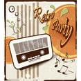 thumbnail image 3 of Ambesonne Retro Duvet Cover Set, Party Art with Old Radio, King, Orange Dark Brown Beige, 3 of 3