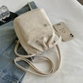 thumbnail image 3 of Yucurem Women Bucket Bag Drawstring Corduroy Crossbody Shoulder Bag Shopping Bag(white) Fashion shoulder bag (White), 3 of 8