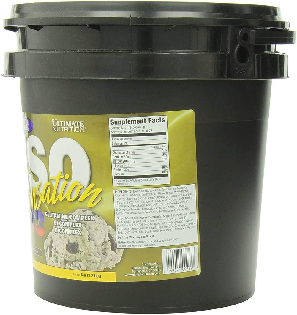 Ultimate Nutrition Iso Sensation 93 with Glutamine ,Whey Protein Isolate Powder-30 Grams of Protein-5lb