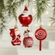 thumbnail image 2 of 2 piezas de adornos colgantes navideños de plástico rojo y blanco con forma de búho para árbol de Navidad, adornos para escaparates y festivales, 2 of 5