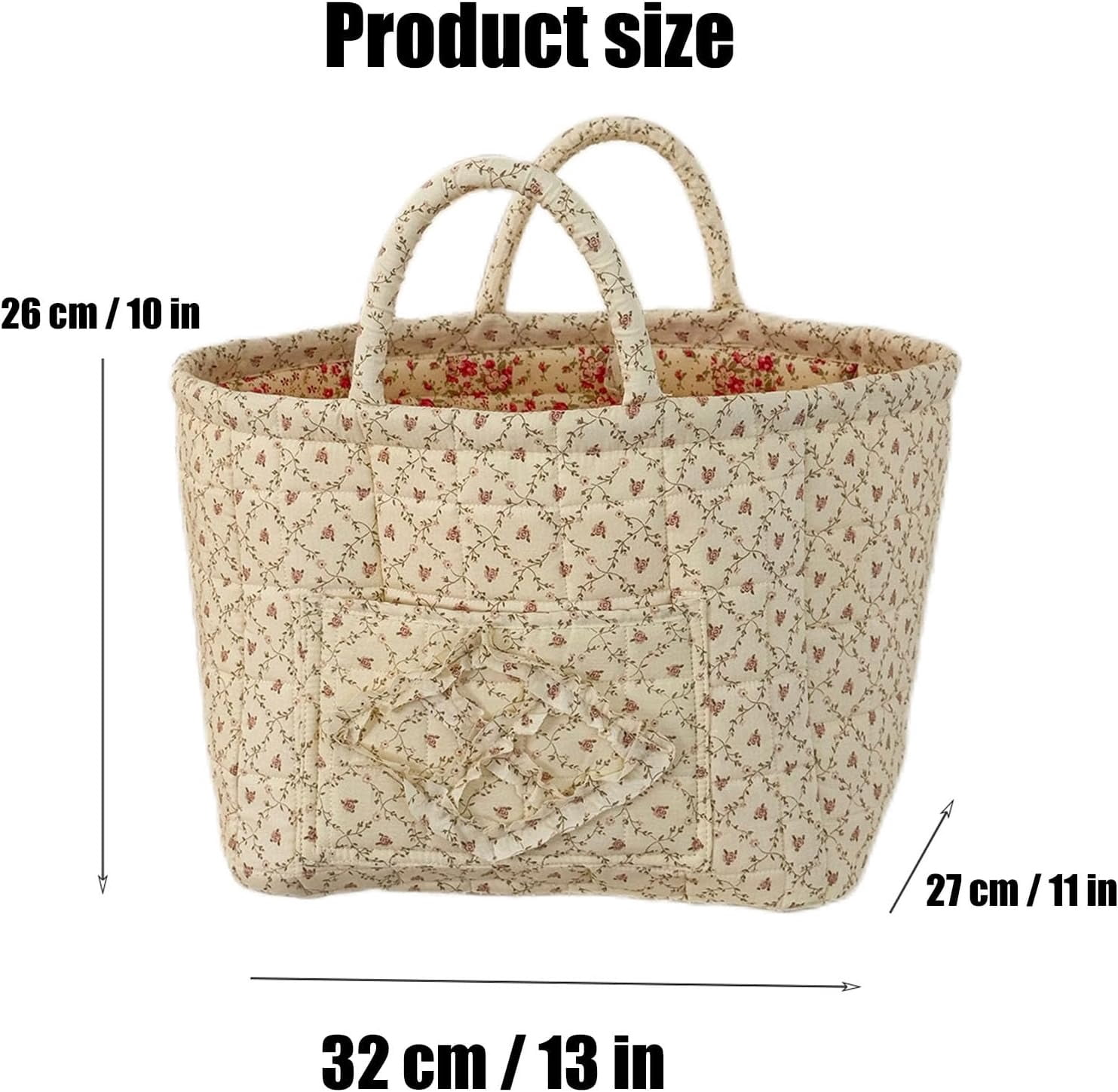 Boho Fabric Storage Basket, Large Capacity Fabric Storage Basket, Boho Floral Laundry Baskets for Storage, Collapsible Laundry Hamper with Easy Carry Handles for Clothes Sundries Toys (D)