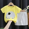 thumbnail image 2 of NIEWTR Toddler Baby Boy Girls Summer Outfit Short Sleeve T-Shirt Tops Elastic Waist Shorts Set Baby Boys Clothes Cartoon Print 2PCS Set Pajamas & Dailywear Set 3-4 Years,Light Yellow, 2 of 3
