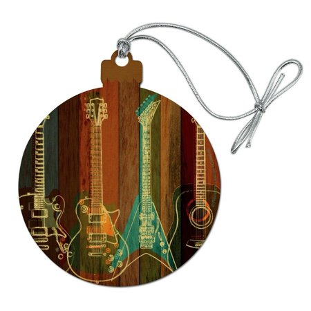 Guitars Electric Acoustic Rock and Roll Wood Christmas Tree